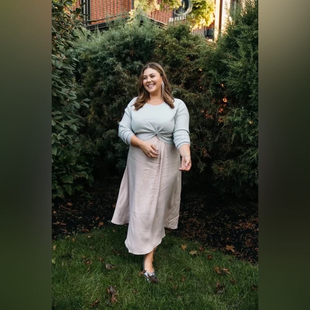 Anthropologie The Gemini Twofer Sweater + Dress Set Size XL NWT Light Gray/Pink - Picture 7 of 7